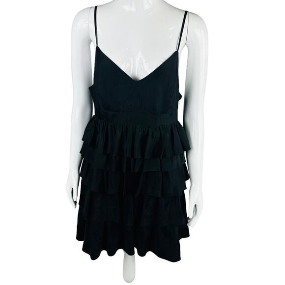 Barneys New York CO-OP Womans Sz 8 Dress Silk Tier Ruffles Little Black Dress - Picture 1 of 9